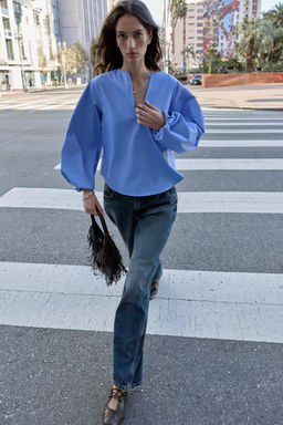 POPLIN BALLOON SLEEVE SHIRT - Zara фото 13