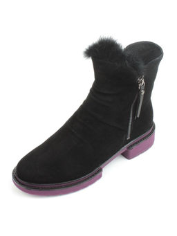 04-A3C1002-21B100M BLACK Ботинки зимние женские (натуральная замша, натуральная шерсть)