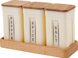 Набор контейнеров для специй 3шт. Sugar&Spice Rosemary с крышкой на дер. подставке 0,2л арт. SE1066