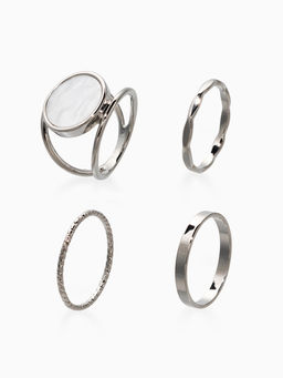 Набор колец 3 шт "Новый стиль" линии, размер МИКС, цвет белый в серебре