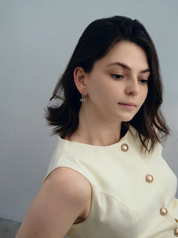 Серьги со стразами Циркония мини, круг, белые в золоте