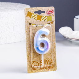 Свеча в торт на шпажке Звездопад, цифра 6, 5,5 см - Страна карнавалия фото 2