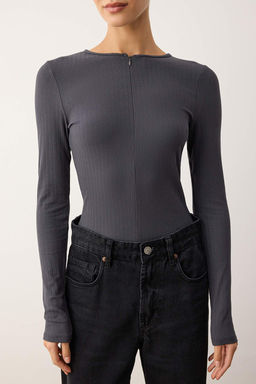 Ekru Fermuarl? fitted/Vucuda Oturan C?tc?tl? Esnek Orme Body TWOAW26BD00012 - Trendyolmilla фото 8