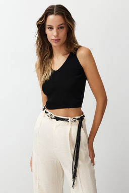 Trendyolmilla Siyah-Ekru Ikili Paket Triko Ince Bluz TWOSS24BZ00579  фото 5