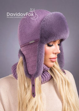 Ушанка норка трикотаж клевер - Davidovfox фото 3