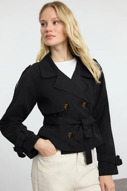 Trendyolmilla Siyah Su Itici Regular K?sa Trenckot TWOAW25TR00056 фото 2