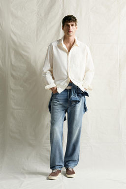 CAMISA RELAXED FIT ALGOD?N / Blanco