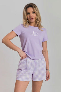 Пижама футболка и шорты М325292Псб Сиреневый/Белый - Елена фото 3