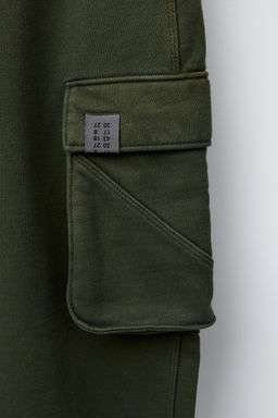 GARMENT-DYED WIDE-LEG CARGO FLEECE TROUSERS - Zara фото 5