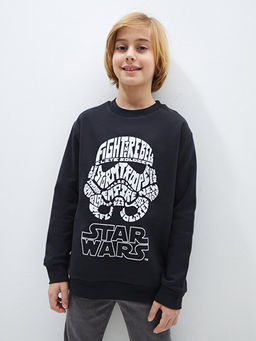 Bisiklet Yaka Star Wars Bask?l? Uzun Kollu Erkek ?ocuk Sweatshirt