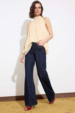 Koyu Mavi Cep Detayl? Yuksek Bel Wide Leg Jeans TWOSS26JE00028 - Trendyolmilla фото 8