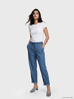 Beli Lastikli Carrot Fit Kad?n Jean Pantolon