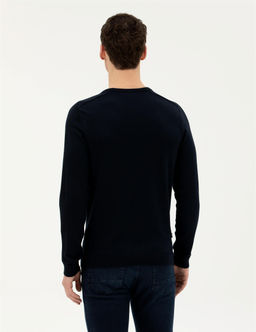 Koyu Lacivert Slim Fit Bisiklet Yaka Triko Kazak - Pierre cardin фото 5