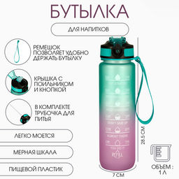 Бутылка для воды Refill, 1 л, 28.5×7 см