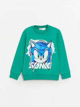 Bisiklet Yaka Sonic Bask?l? Uzun Kollu Erkek ?ocuk Sweatshirt ve E?ofman Alt? - Waikiki фото 2
