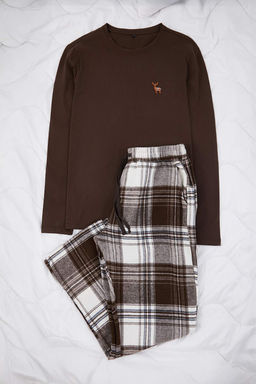 Kahverengi Regular Ekose / Kareli Homewear Pijama Tak?m? TMNAW26PT00061