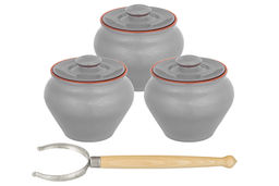 Набор 3-х горшков 600 мл 12,5*12,5*12 см "TerraCotta" с ухватом серый