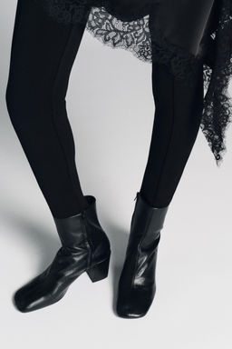 LEATHER BLOCK HEEL ANKLE BOOTS