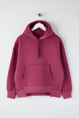 Teen Antrasit Kal?n Ici Polarl? Kapusonlu Cepli Asimetrik Orme Sweatshirt TWOAW26SW00113 - Trendyolmilla фото 7
