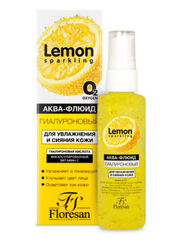Floresan SPARKLING LEMON Аква-флюид для лица гиалуроновый для увлажнения и сияния кожи,75мл