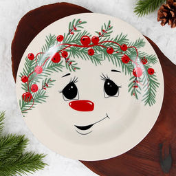 Тарелка плоская новогодняя Снеговик Снежок, d=20 см - Дорого внимание фото 4