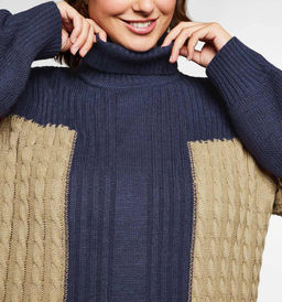 Пуловер, лилово-бежевый - Sheego фото 6