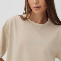 Футболка из вареного хлопка женская Mist Icon, размер L, молочная