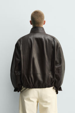 CAZADORA BOMBER PIEL / Chocolate - Zara фото 3