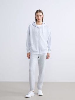 Kap??onlu Oversize Kad?n Kal?n Fermuarl? Sweatshirt