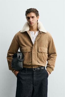 LEATHER AND SUEDE JACKET WITH FAUX SHEARLING - Zara фото 12