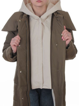 A610 DK. GREEN (KHAKI) Пальто зимнее женское со съемным жилетом (200 гр. био-пух)