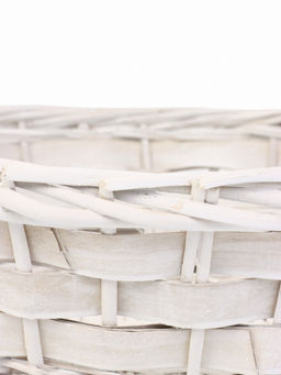 Корзина плетёная для хранения Alba, с ручкой, белая, набор 2 шт.