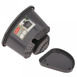 Подставка для столовых приборов пластмассовая 17,6х15х15,1см, 3-х секционная, с поддоном, серый, Phibo (Россия)