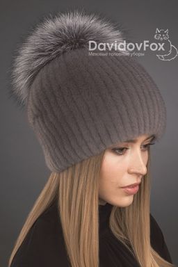 шапка Буратино норка серо-голубая - Davidovfox фото 2