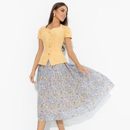 Костюм с юбкой приталенного силуэта Любовь вне правил (2 в 1 желтый)