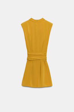 VESTIDO CORTO LAZADA HOMBRERAS / Mostaza - Zara фото 5
