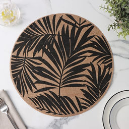 Набор салфеток сервировочных Доляна Листья, 4 шт, d=38 см, цвет чёрный  фото 2