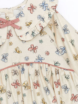 Uzun Kollu Bask?l? K?z ?ocuk Elbise