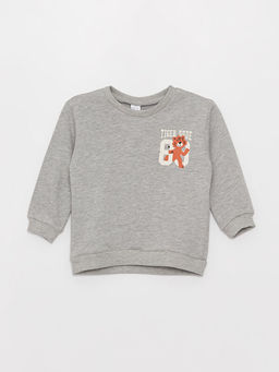 Bisiklet Yaka Uzun Kollu Bask?l? Erkek Bebek Sweatshirt