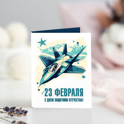 Цена за 2 шт Мини-открытка "23 февраля (самолёт на белом фоне)"