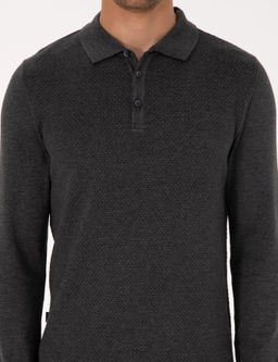 Antrasit Melanj Slim Fit Polo Yaka D__meli Triko Kazak - Pierre cardin фото 6