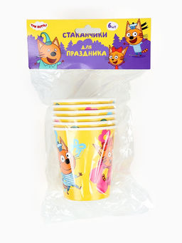 Цена за 2 шт. Стаканы одноразовые «Три Кота. Праздник для котят», набор 6 шт.