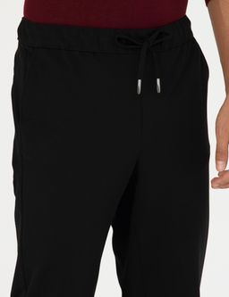 Siyah Slim Fit Beli Lastikli Ba_c_kl_ Kanvas Pantolon