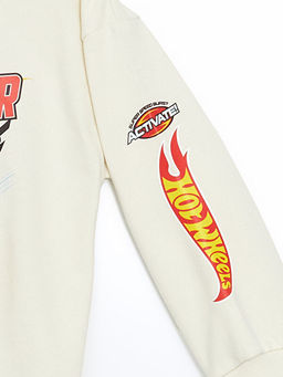 Bisiklet Yaka Hot Wheels Bask?l? Erkek Bebek Sweatshirt