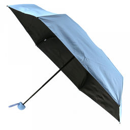Зонт-мини механический Палитра UPF50+ ткань эпонж (полиэстер) + черное УФ-покрытие, 6 лучей, д/купола 90см, 5 сложений, 18см в сложенном виде, механизм против ветра, ручка с покрытием soft-touch, цвет голубой, 218гр (Китай)
