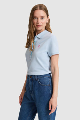 Kad_n A__k Mavi Polo Yaka Basic Ti__rt