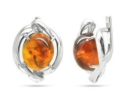 Серьги из серебра янтарь, СП60