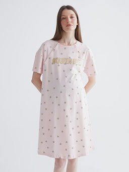 Bisiklet Yaka Desenli Hamile Gecelik