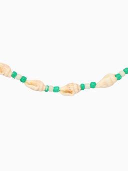 Браслет на ногу, анклет, длина 20 см, белый, зелёный