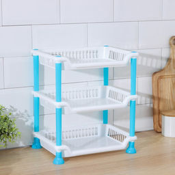 Этажерка настольная 3-х ярусная «Контраст», 21.5×28.5 см, голубая